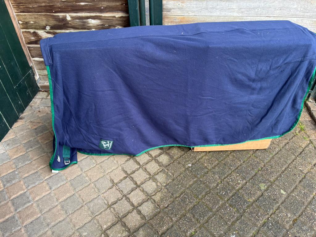 Fleece deken maat 185, Gebruikt, Zweetdeken, Dubbele borstsluiting, Blauw