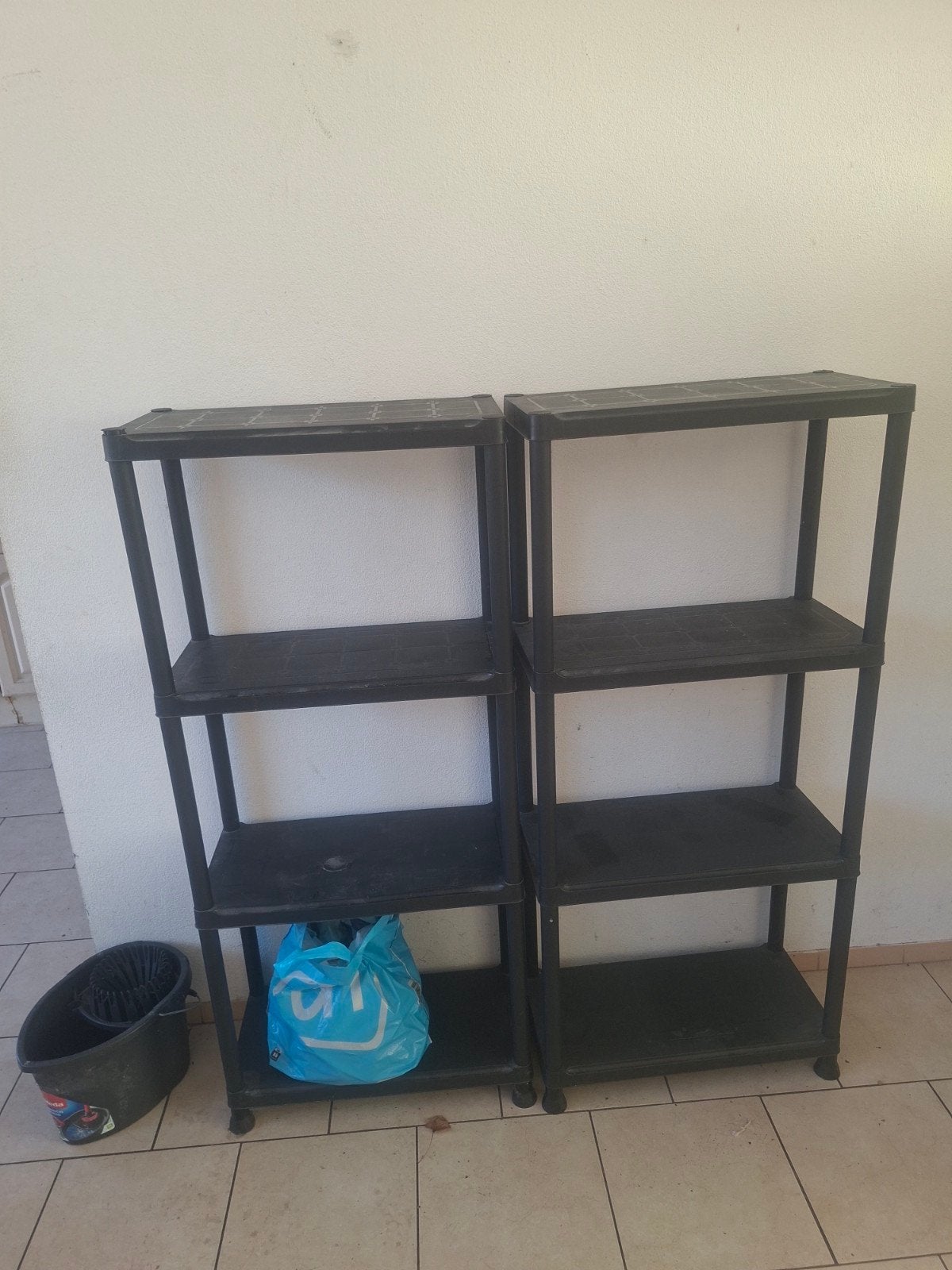 2x Zwarte Kunststof Stellingkast / Demontabel & Zeer Praktis, Ophalen, 25 tot 50 cm, Rechthoekig, Kunststof