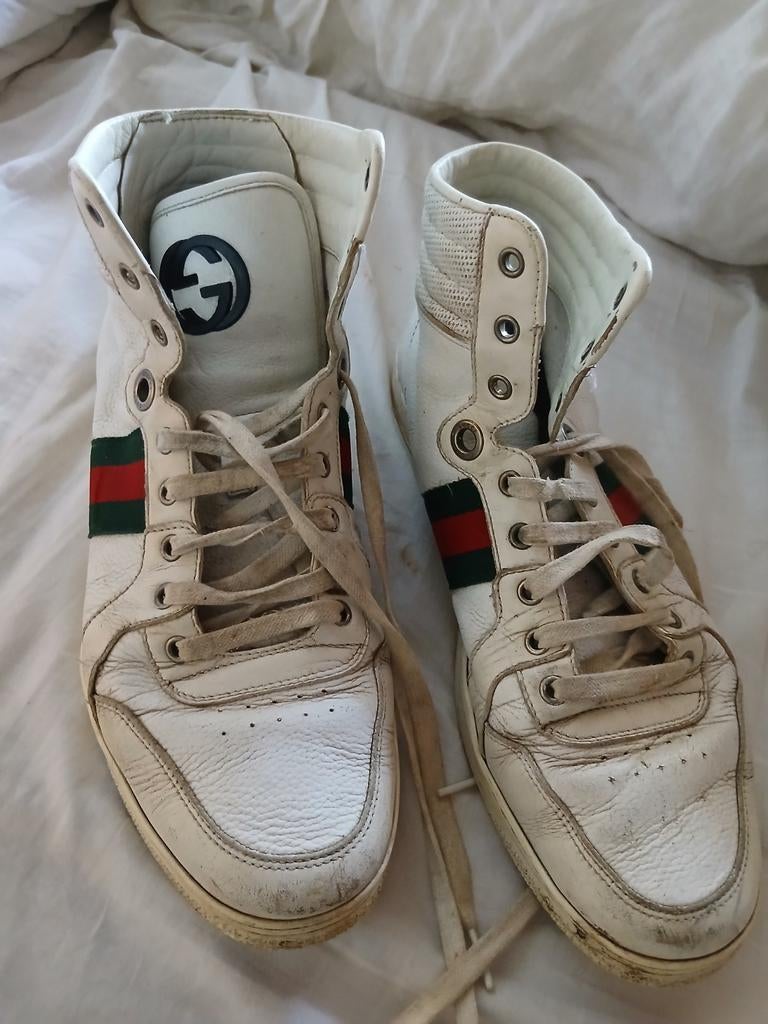 Gucci High-Top Sneakers - Maat 43, Wit, Ophalen of Verzenden, Sneakers of Gympen, Gucci