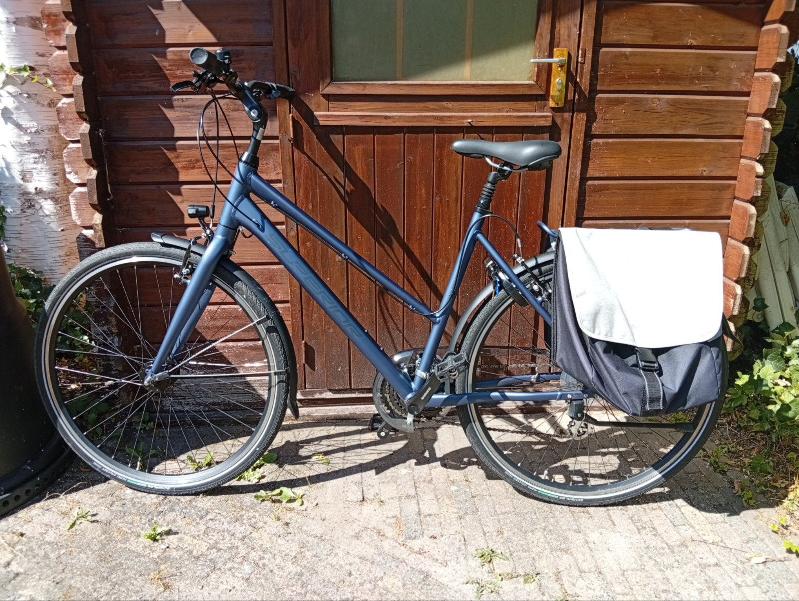 Mooie SUPERIOR hybride fiets, kleur blauw, maat 53, Ermelo, Velgrem, Versnellingen, Zo goed als nieuw, 50 tot 53 cm