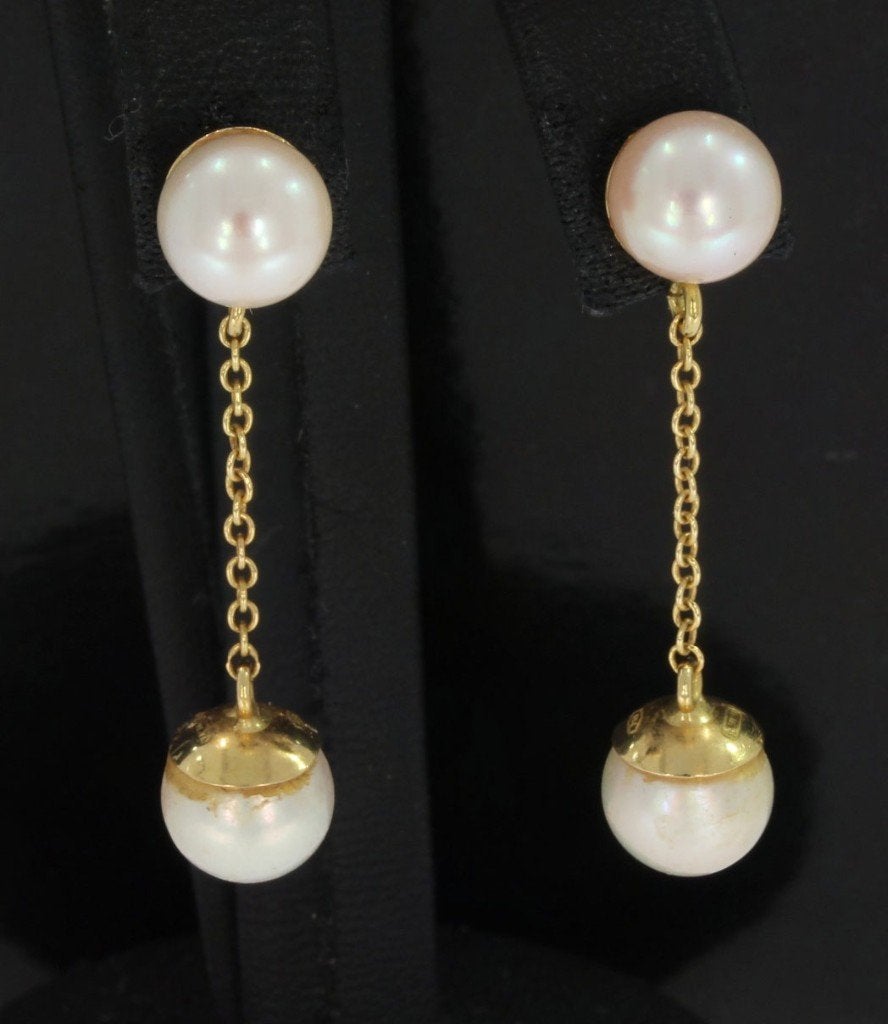 Sale 18k gouden fraai set parel oorbellen vintage dames