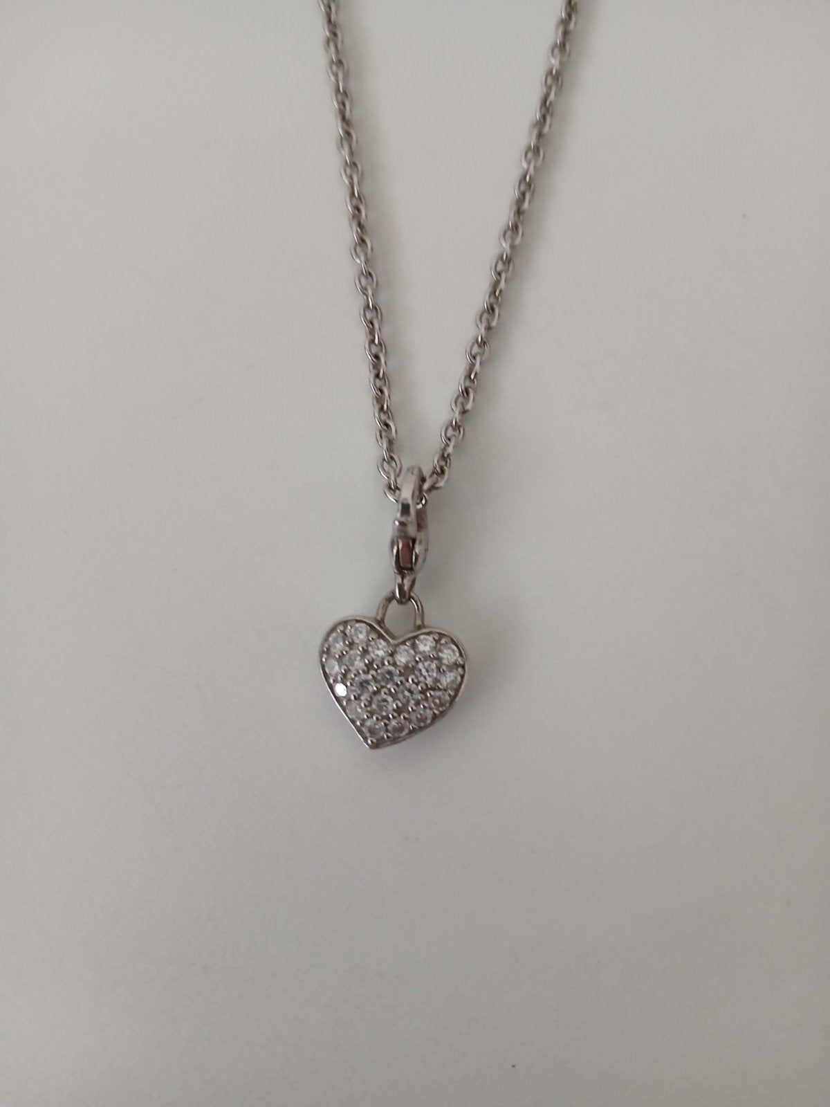 Ti Sento Zilveren ketting met hartvormige hanger en kristall, Gebruikt, Ophalen of Verzenden, Met kristal, Zilver