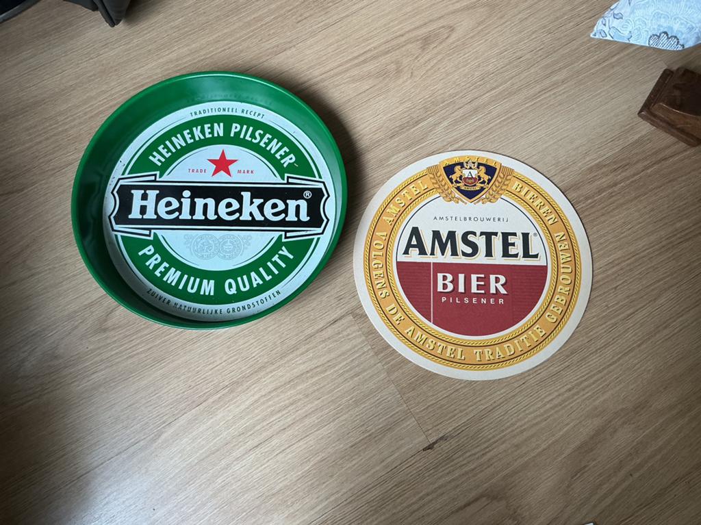 Heineken dienblad en amstel biervilt, Verzamelen, Biermerken, Ophalen of Verzenden, Zo goed als nieuw, Heineken