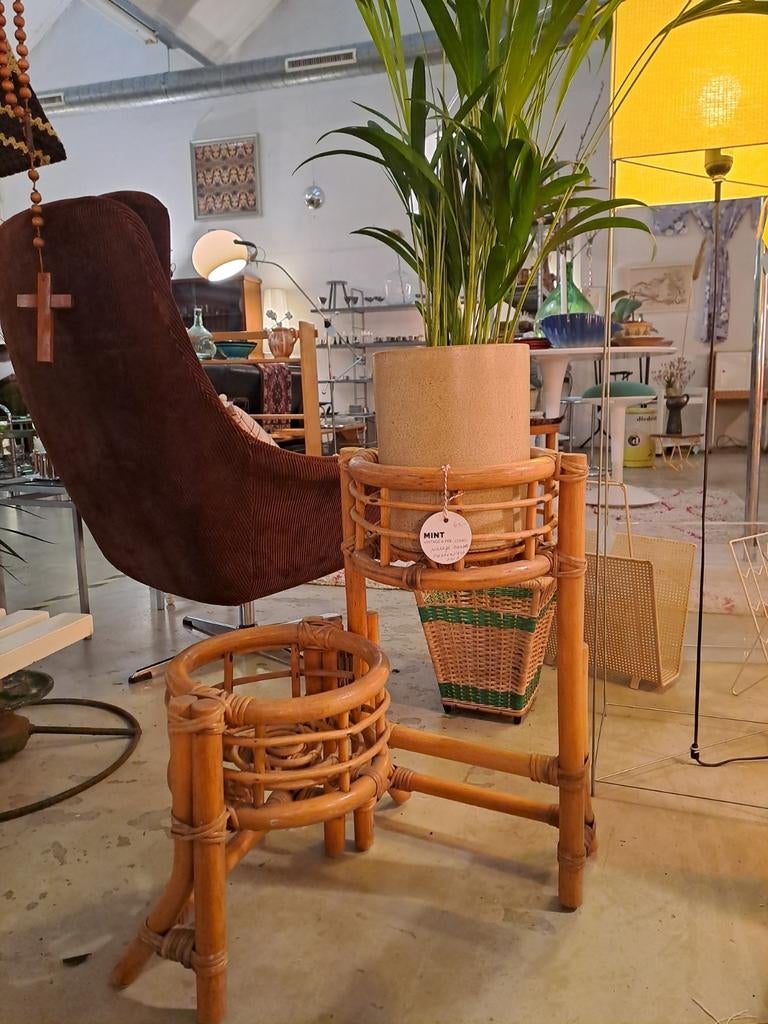 Rotan plantenstandaard, Huis en Inrichting, Woonaccessoires | Overige, Gebruikt, Boho, Ophalen of Verzenden, Natuurlijk materiaal
