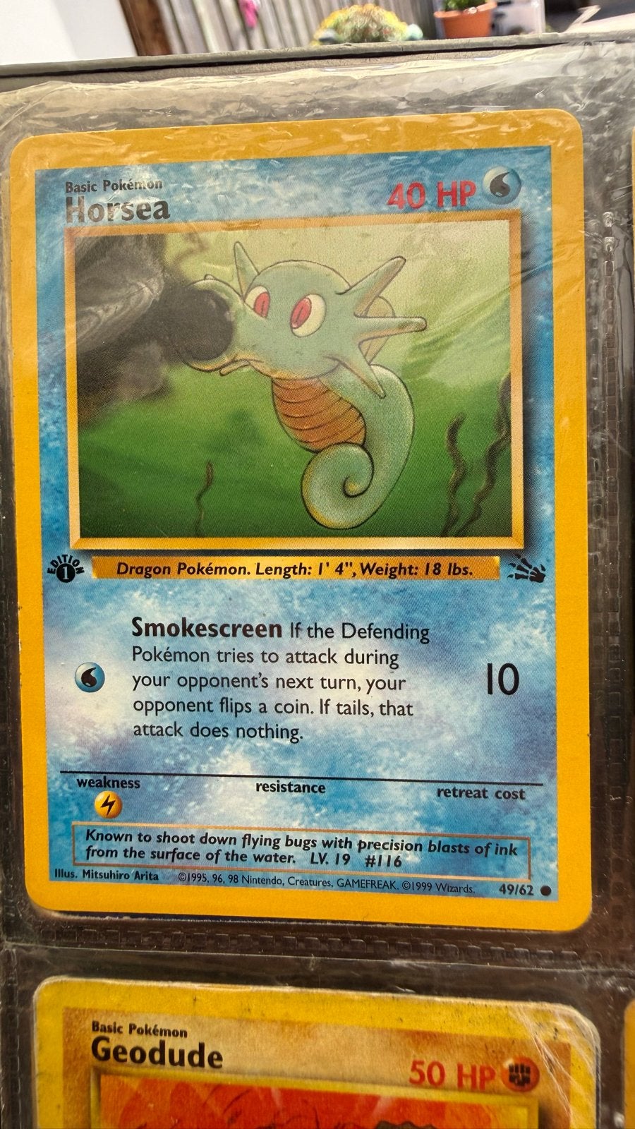 Pokémon Kaart Horsea 49/62 - Basis Pokémon, Verzenden, Gebruikt, Losse kaart