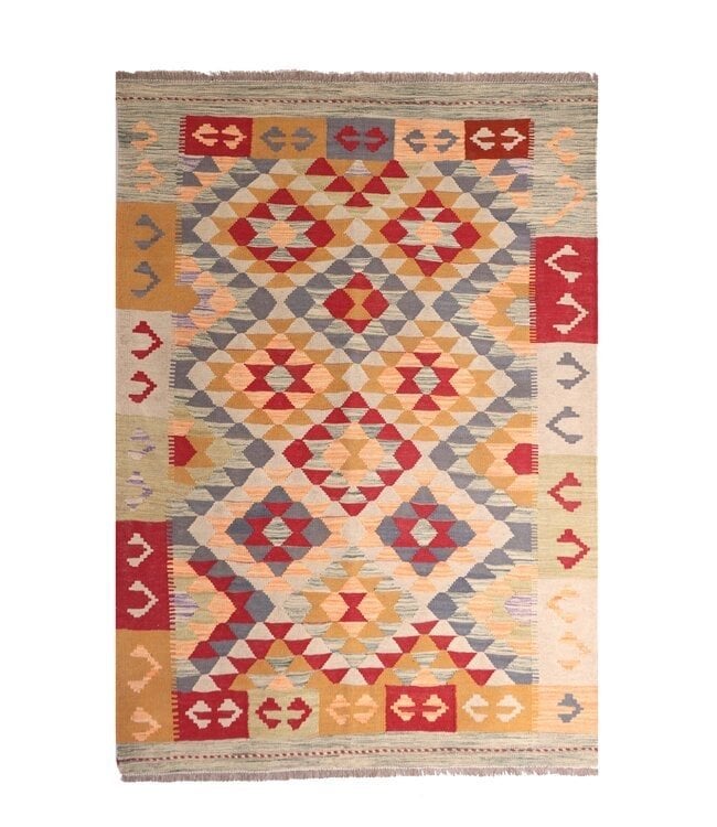 Handgeweven Traditioneel Kelim Vloerkleed Wol Tapijt, 100 tot 150 cm, Nieuw, Ophalen of Verzenden, Sadikaberdy@gmail.com