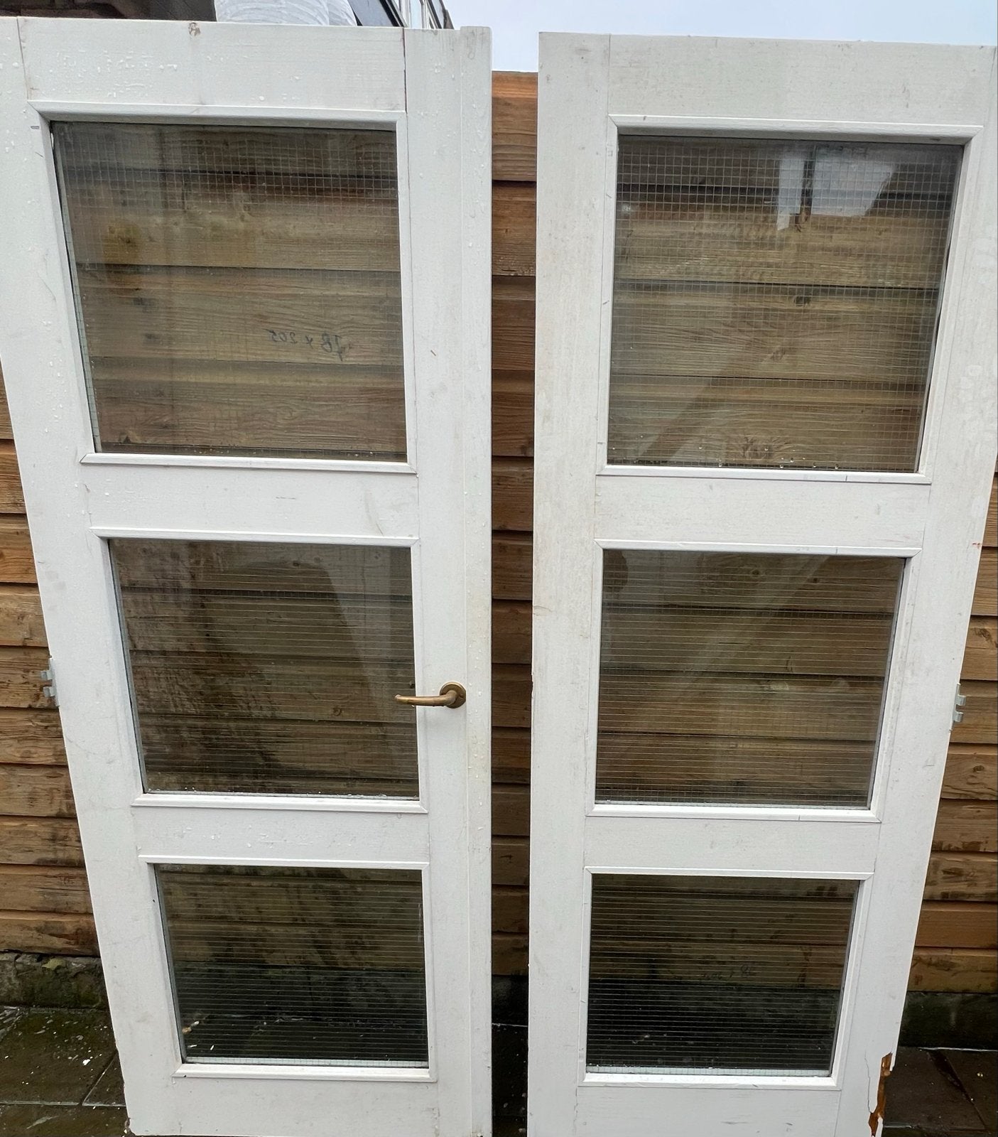 Set van 2 deuren met  gewapend glas ., Ophalen, Gebruikt, 80 tot 100 cm, Binnendeur