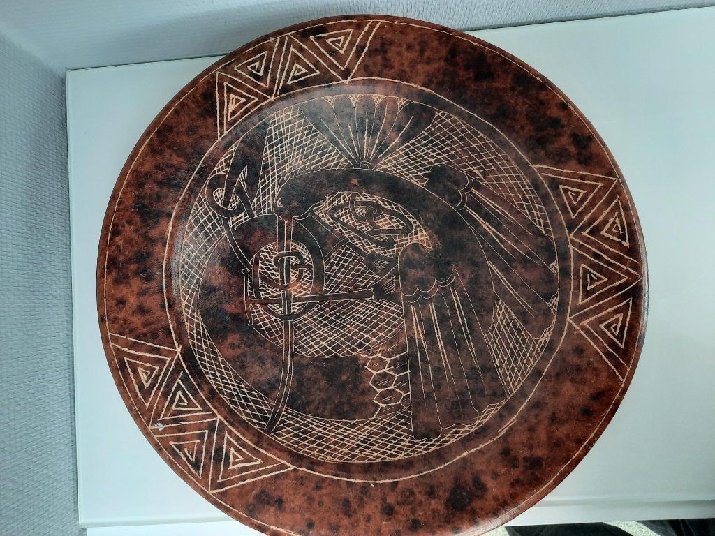  Handgemaakte Speksteen Schaal / Wandbord (39 cm) – Kenia, 39 cm, Steen/keramiek, Ophalen of Verzenden, 8 cm