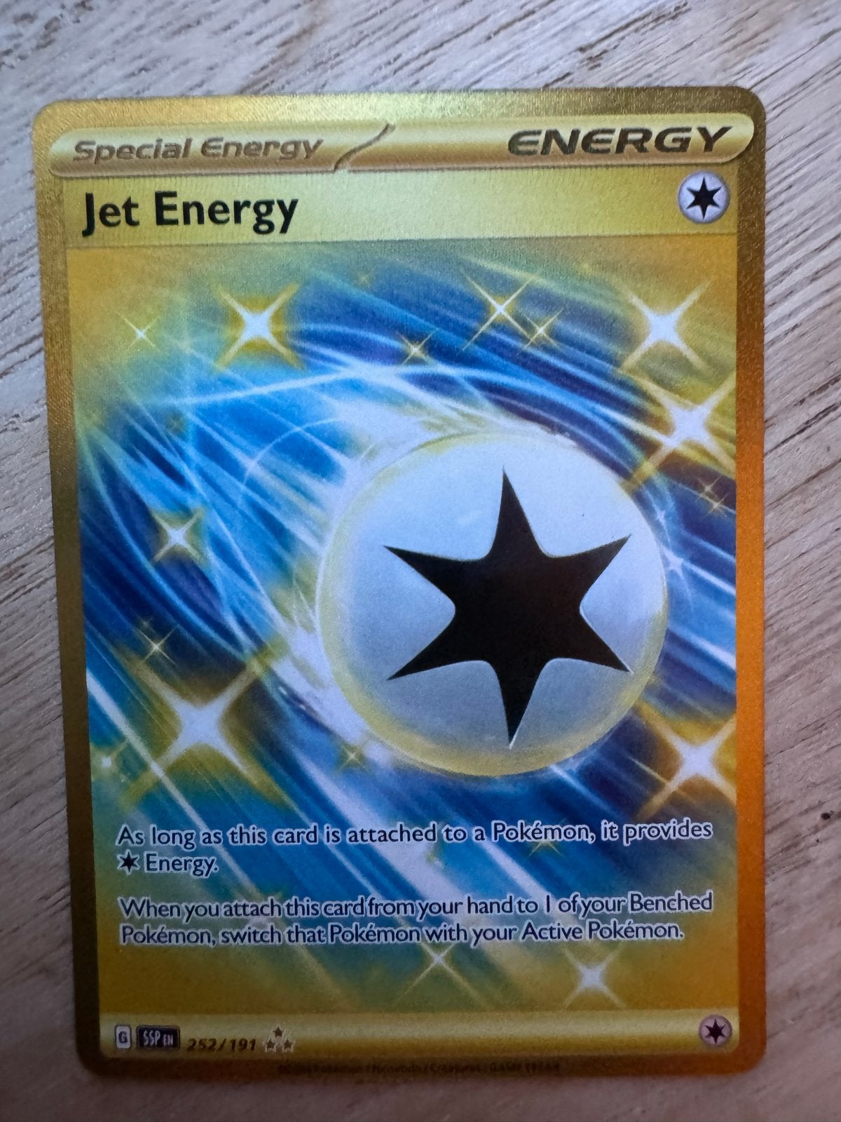 Jet Energy Special Energy Pokémon Kaart (Goud, Foil), Ophalen of Verzenden, Zo goed als nieuw, Losse kaart, Foil