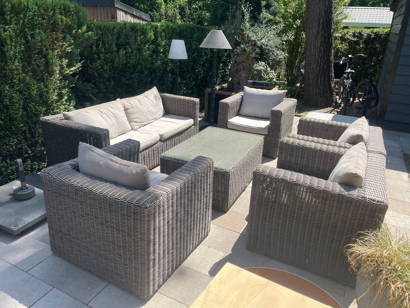 Luxe Wicker Loungeset met Comfortabele Kussens, Ophalen, Meer dan 8 zitplaatsen, Zo goed als nieuw, Loungeset