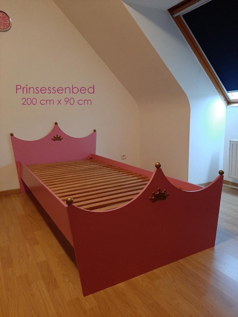 Prinsessenbed inclusief lattenbodem en matras, 85 tot 100 cm, Zo goed als nieuw, 180 cm of meer, Ophalen