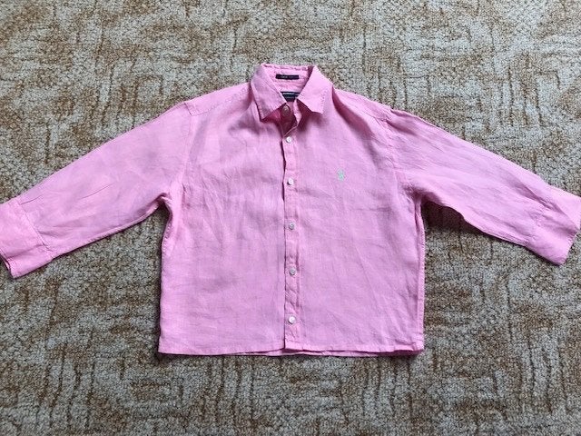 Ralph Lauren overhemd roze maat 122, Ophalen of Verzenden, Gebruikt, Jongen of Meisje, Overhemd of Blouse