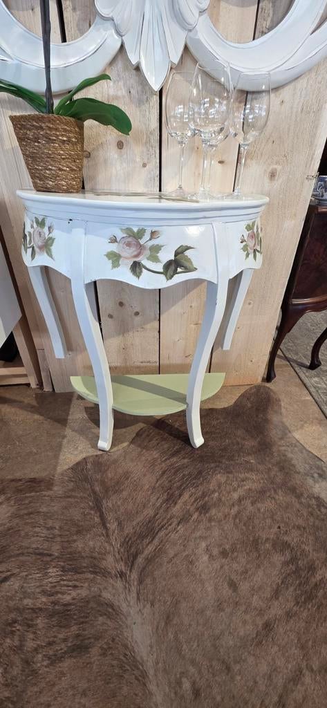 Brocante Muurtafel met Handgeschilderde Rozen, Antiek en Kunst, Antiek | Meubels | Tafels, Ophalen