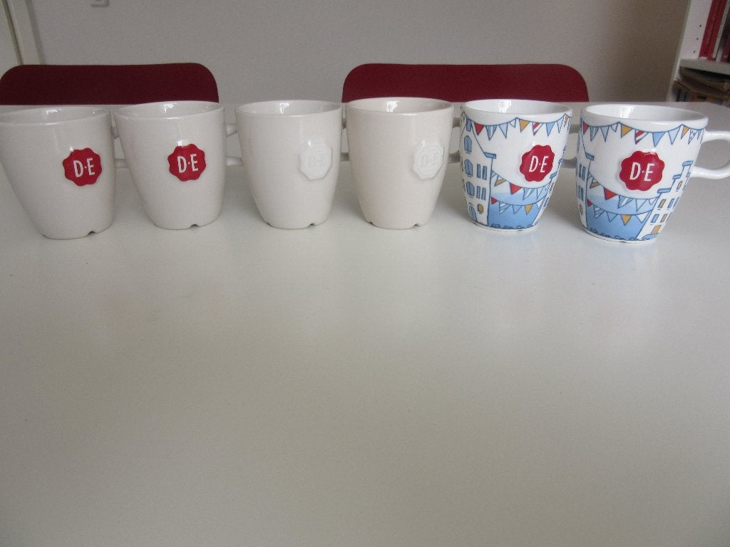 6x Douwe Egberts D.E. Senseo mok beker kop Royal Raja buren, Overige materialen, Overige merken, Zo goed als nieuw, Overige stijlen