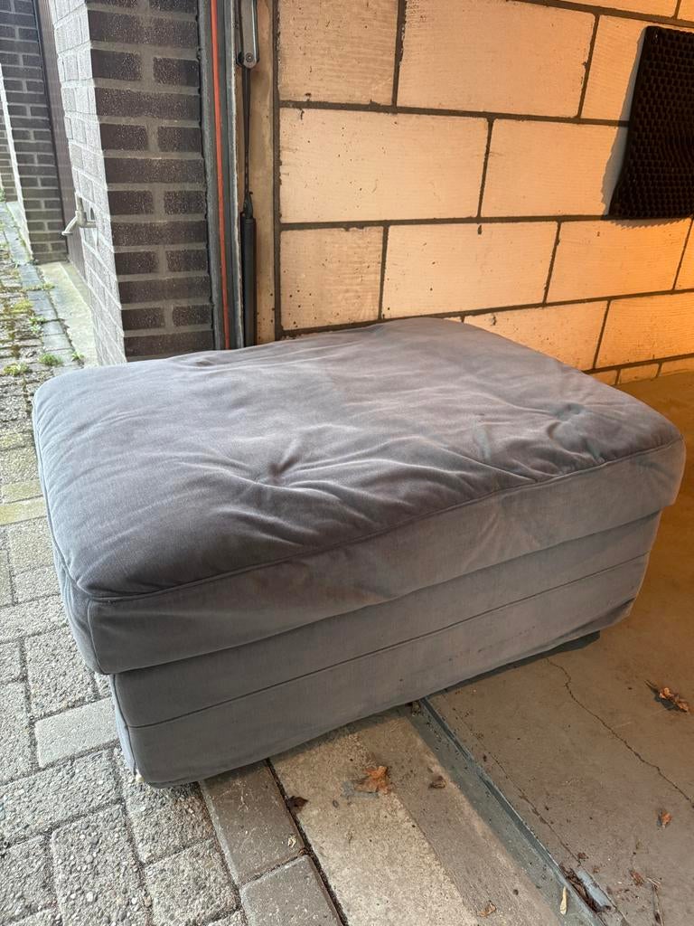 Grijze IKEA poef met afneembare stof, Ophalen, Gebruikt, Rond, Stof