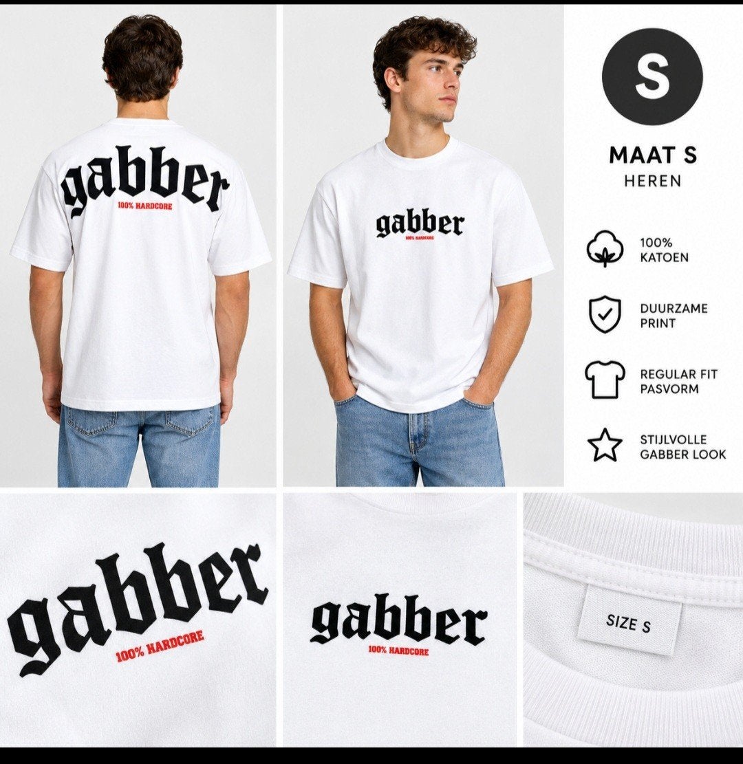 Gabber T-shirt 100% Hardcore - Maat S🔥🔥🔥, Kleding | Heren, Wit, Nieuw, Ophalen of Verzenden, Gabber