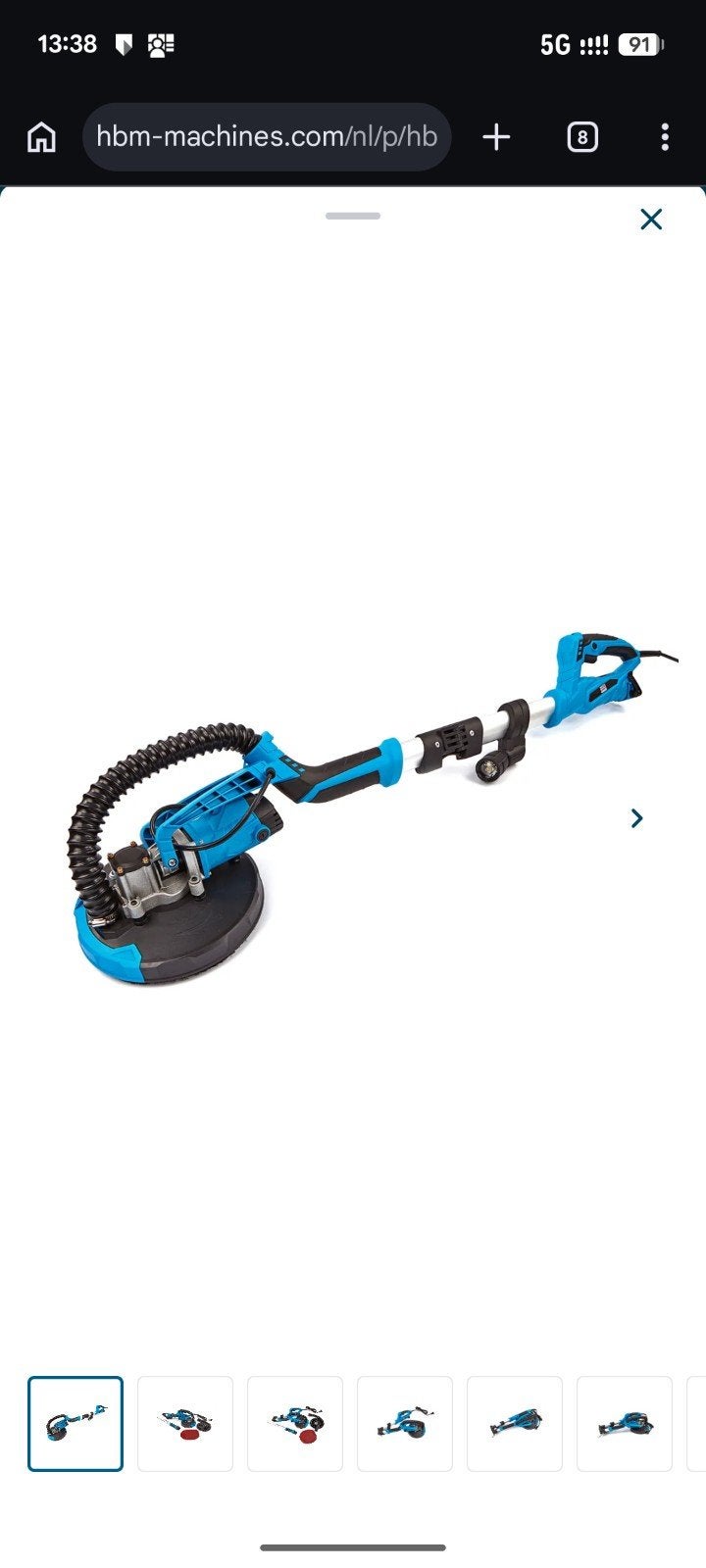 Wand schuurmachine - Zo goed als nieuw, met garantie, Ophalen of Verzenden, Nieuw, 1200 watt of meer, Bandschuurmachine