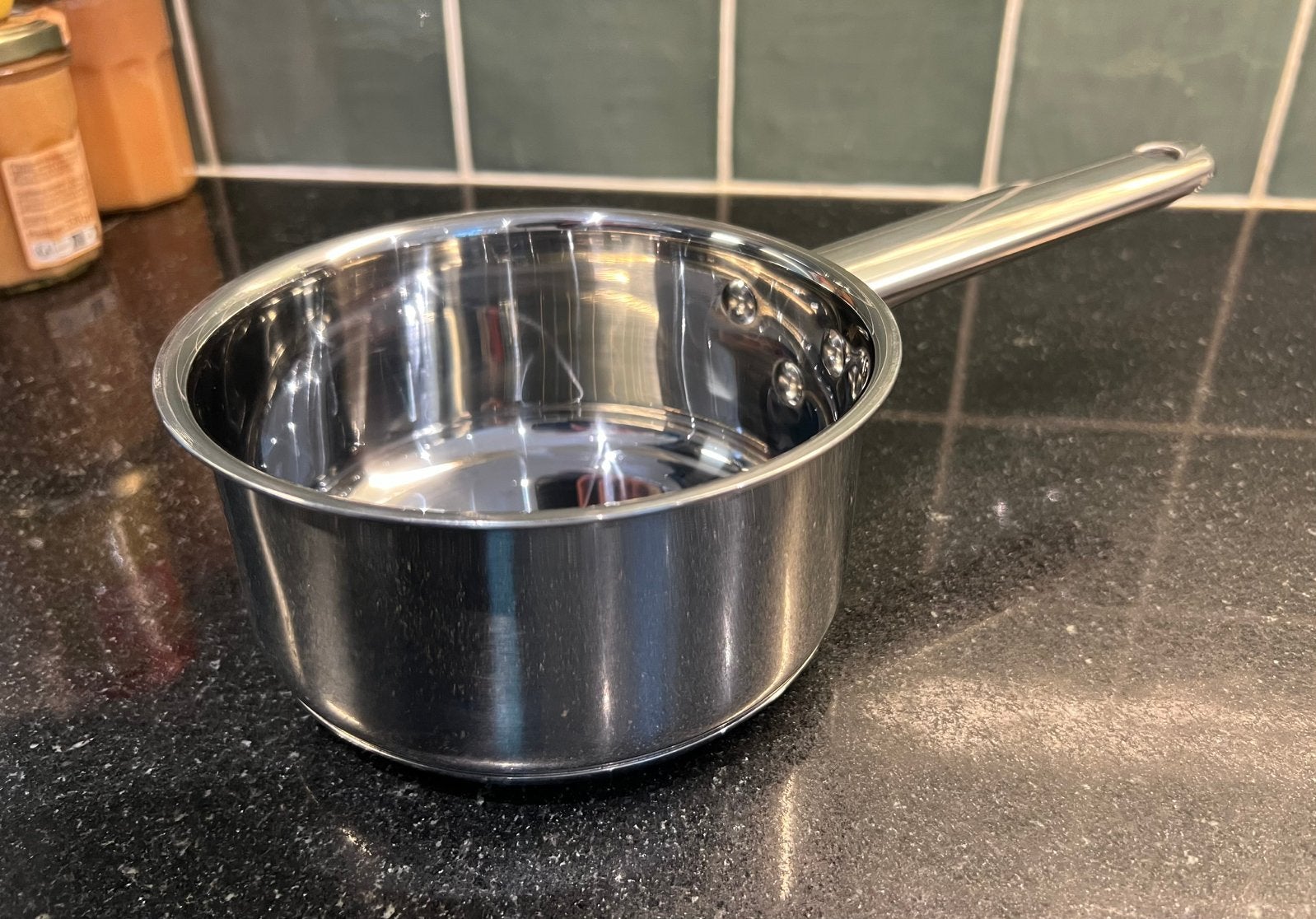 t.k.Ikea hoogglans RVS steelpan 14cm INDUCTIE, Ophalen of Verzenden, Zo goed als nieuw, Rvs