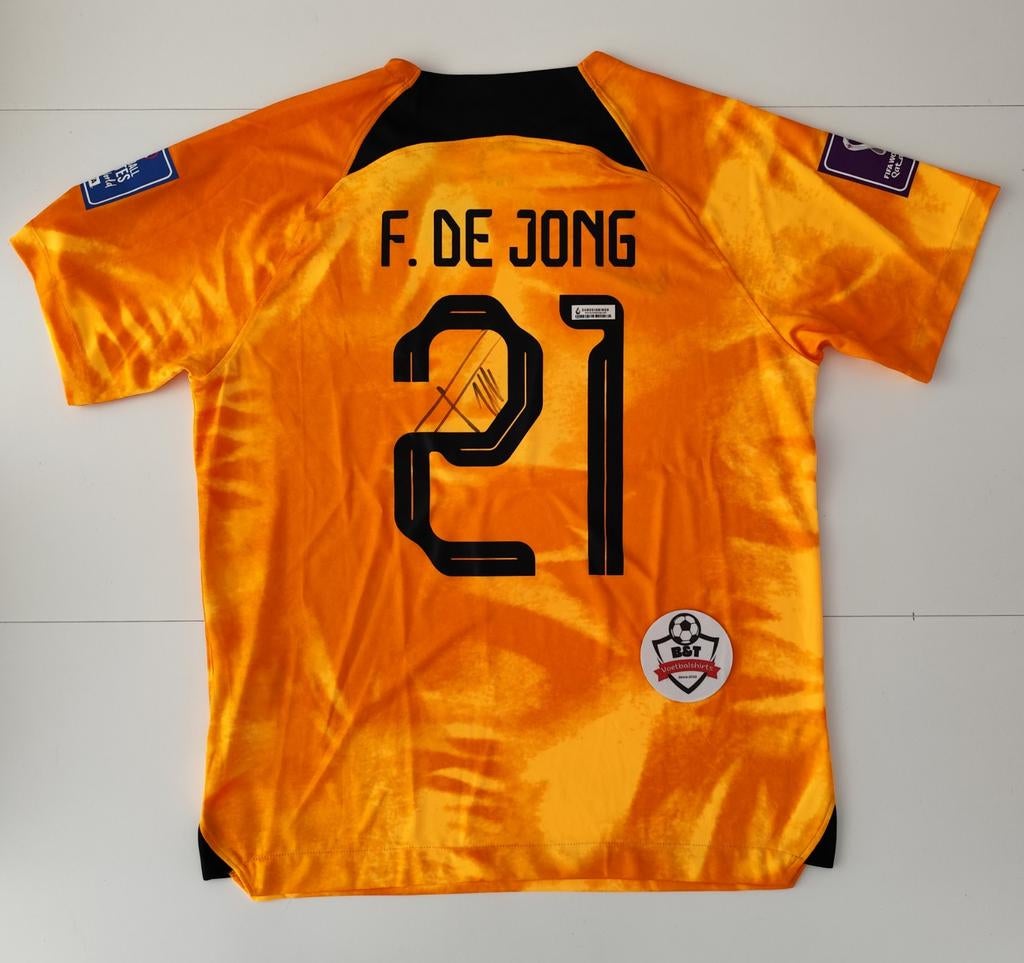 Gesigneerd Oranje shirt F. de Jong WK 2022, Verzamelen, Sportartikelen en Voetbal, Shirt, Verzenden, ., Zo goed als nieuw