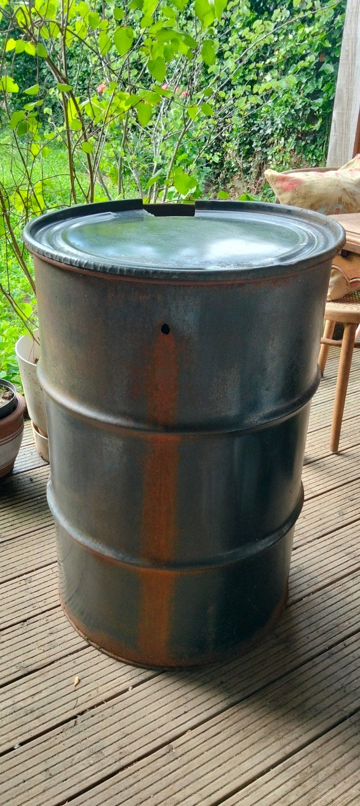 Regenton (olievat, stookton), Tuin en Terras, 150 liter of meer, Ophalen, Gebruikt, Metaal