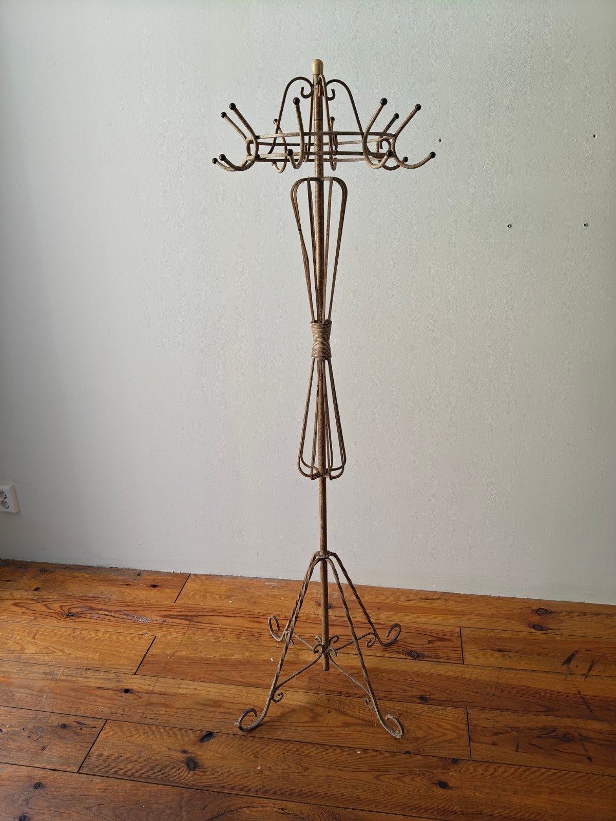 Vintage metalen staande kapstok - 1950 Franse kapstok, Huis en Inrichting, Woonaccessoires | Kapstokken, Ophalen, Gebruikt, Metaal