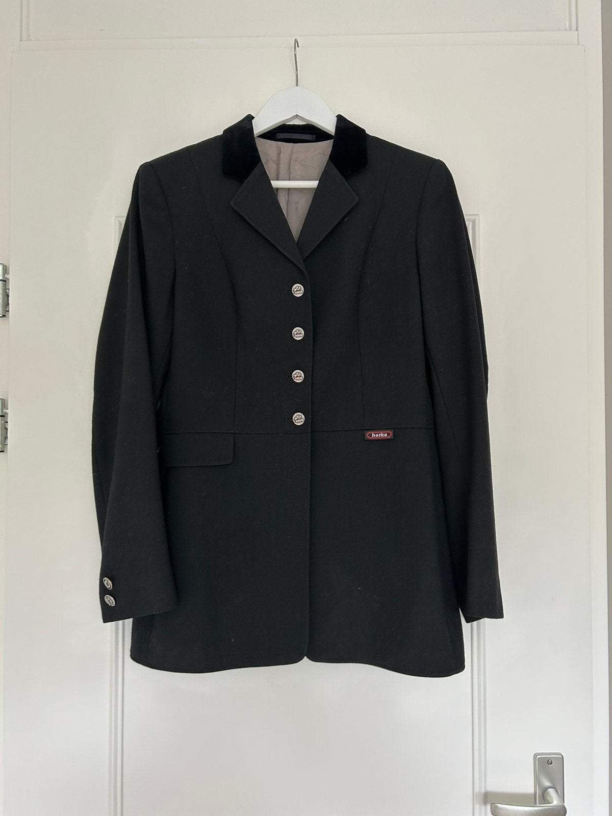 Horka dames wedstrijdjasje maat 38/40, Dieren en Toebehoren, Paardrijkleding, Ophalen, Gebruikt, Zwart, Dames