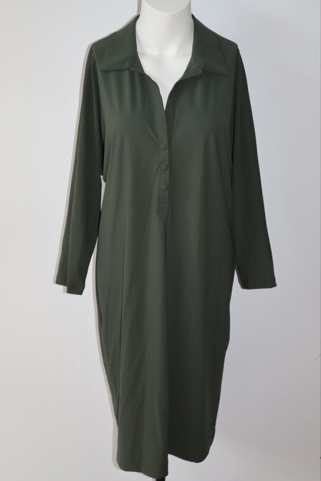Ladress Travelstof Jurk Maat 40 / L - Olijfgroen, Ladress.nl, NL, Ophalen of Verzenden, Zo goed als nieuw