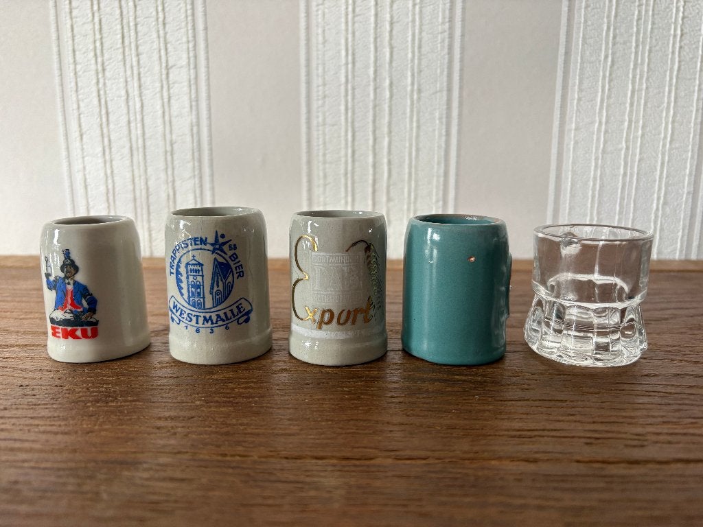 Lot van 5 vintage miniatuur bierpullen, Verzamelen, Ophalen of Verzenden, Zo goed als nieuw, Overige typen