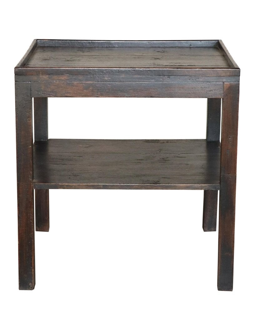 Antiek teakhouten bijzettafel met donkere patina, Ophalen of Verzenden, Gebruikt, Hout