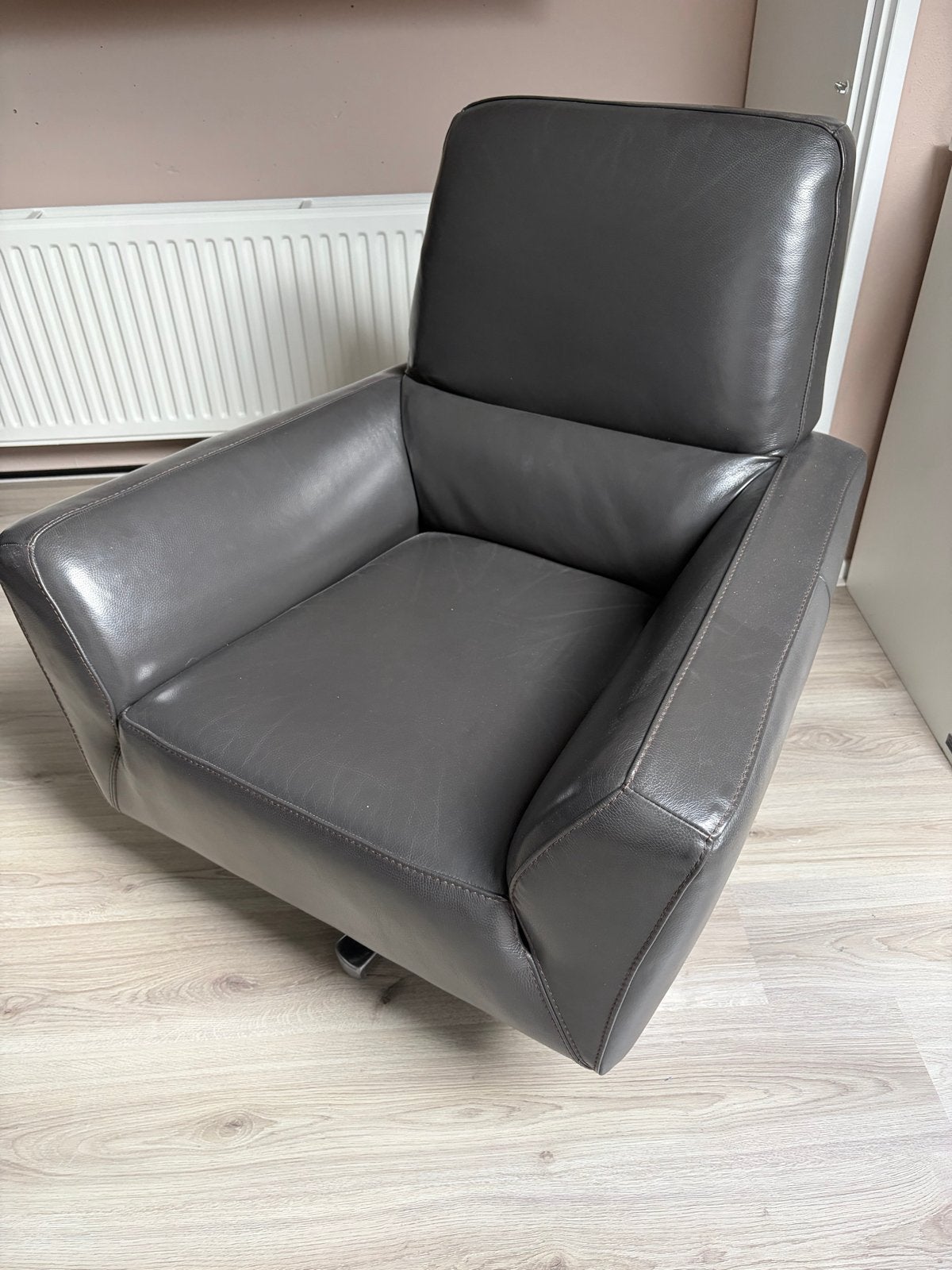Comfortabele lederen fauteuil - bruin/grijs, Ophalen, Gebruikt, Bruin, Leer
