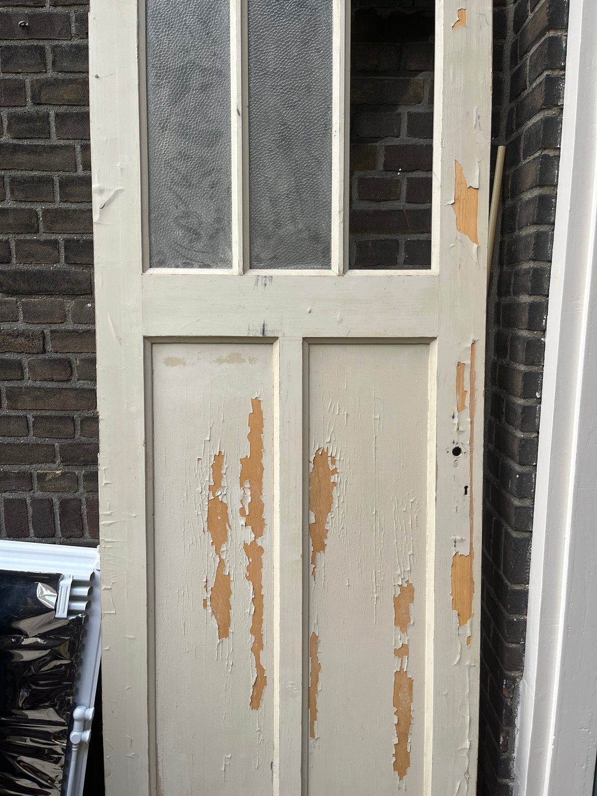 Oude binnendeur met glas, opknapper, Ophalen, Gebruikt, Minder dan 80 cm, Binnendeur