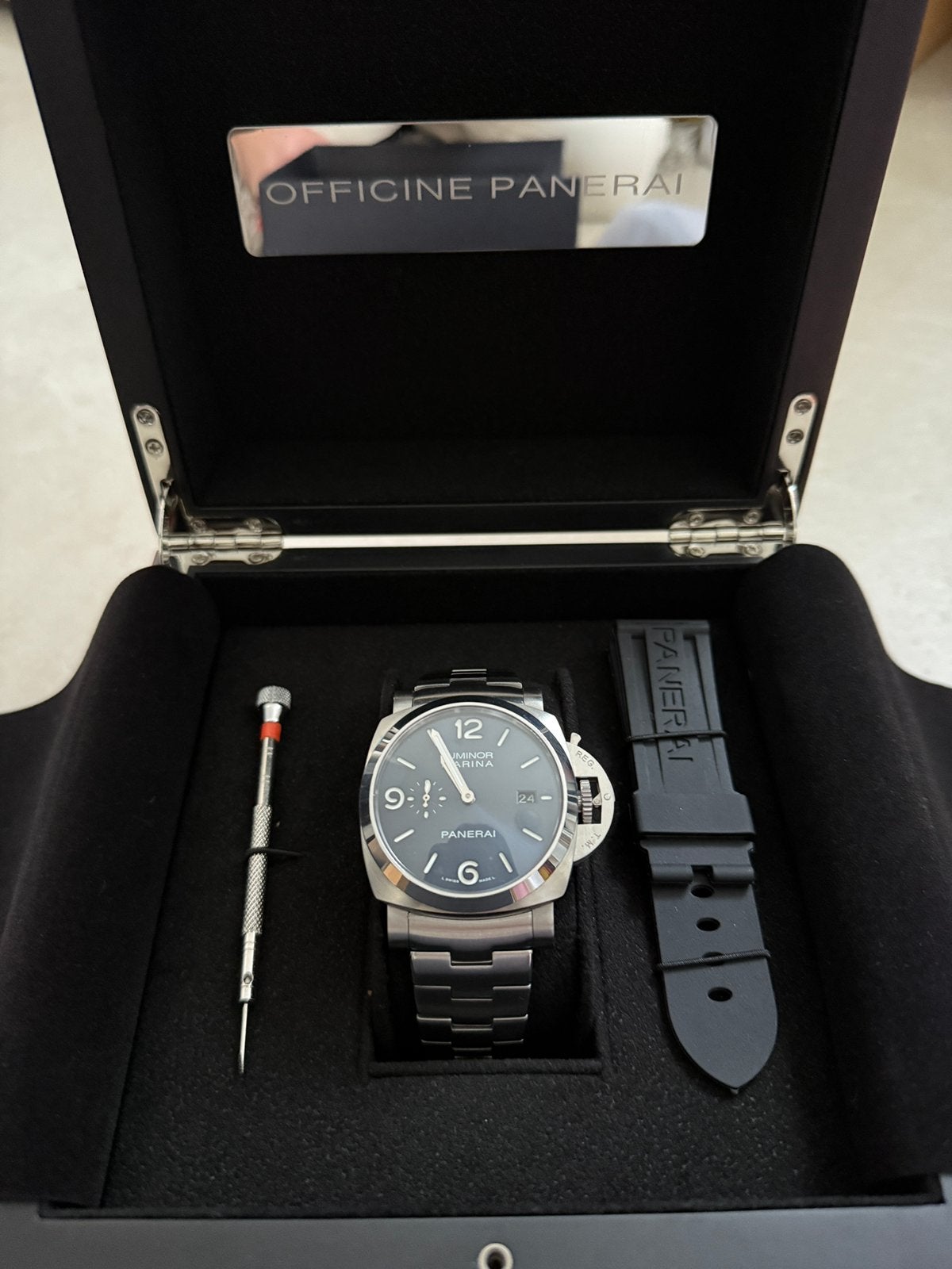 PANERAI Luminor Marina - PAM03313 - 44MM, Staal, Gebruikt, Verzenden, Polshorloge