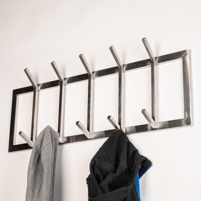 RVS wandkapstok met 10 haken, Gebruikt, Minder dan 100 cm, Metaal, Ophalen