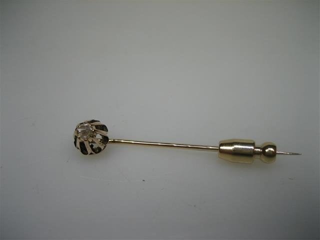 Antieke 14 karaat Diamanten gouden dasspeld ca.1890, Verzenden, Goud, Broche, Met edelsteen