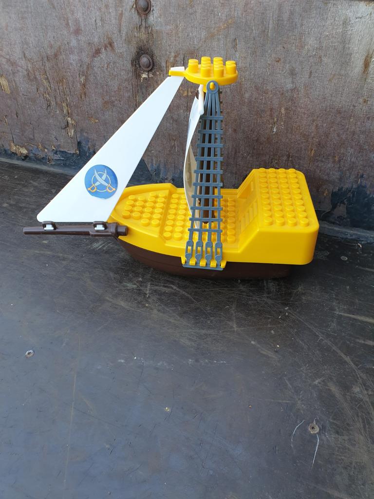 Vintage Lego Duplo Piratenschip - Geel/Bruin, Ophalen, Gebruikt, Overige merken