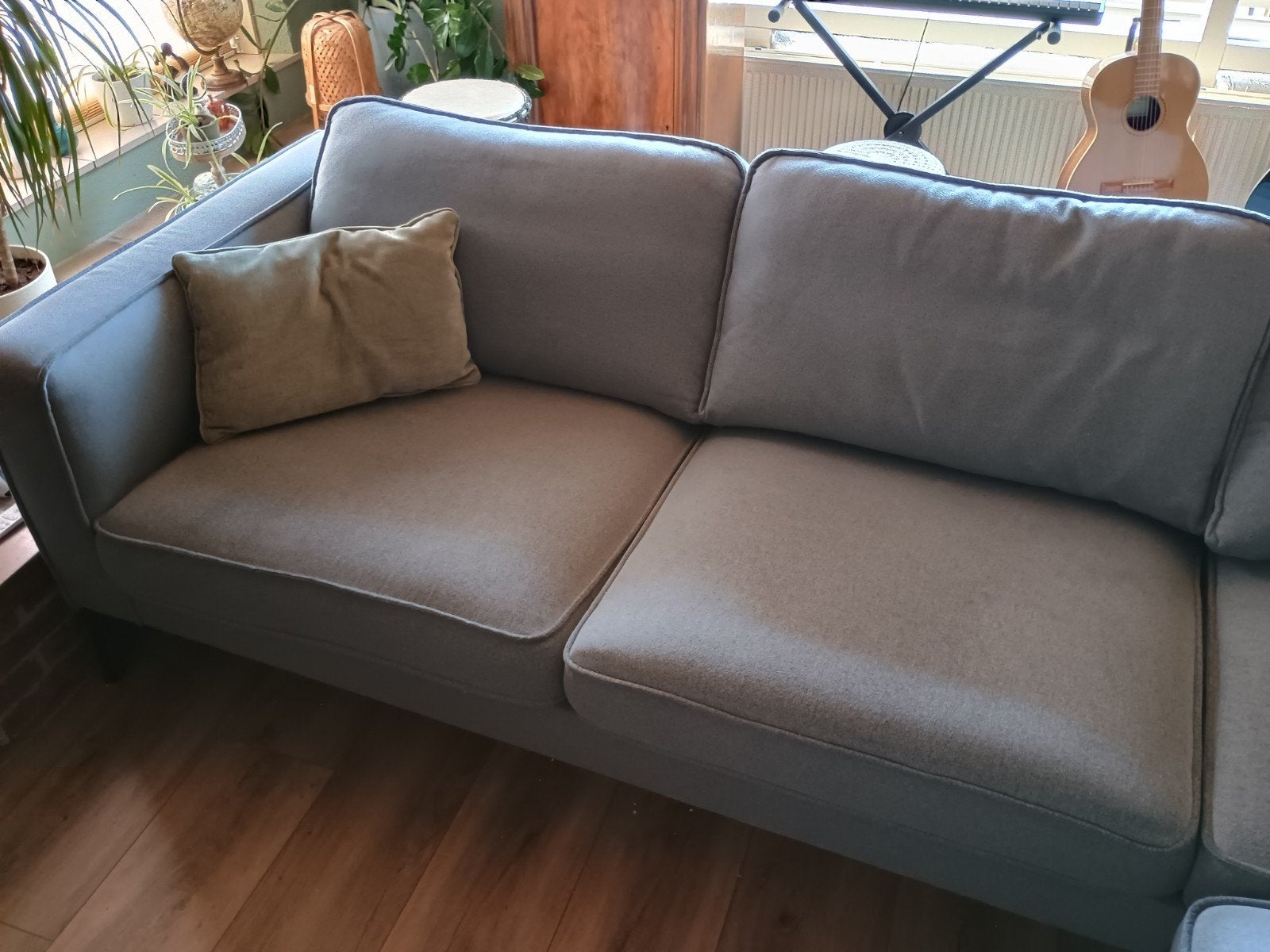 Mooie grijs-blauwe hoekbank van Pronto Wonen, Huis en Inrichting, Ophalen, 250 tot 300 cm, Gebruikt, Hoekbank