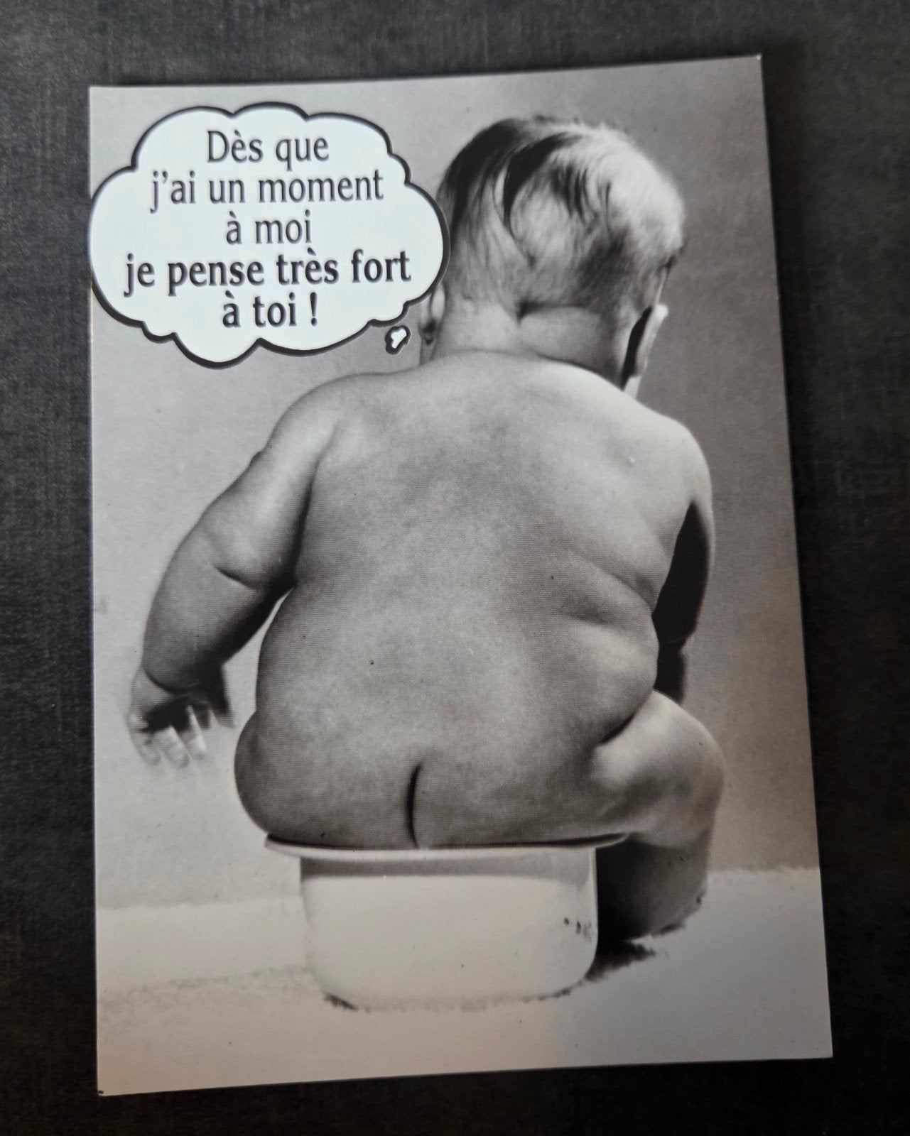 Baby op potje - "Je pense très fort à toi", Verzenden, 1980 tot heden, Ongelopen, Kinderen