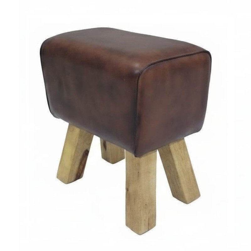 Turnbok Poef Gymbok Bankje Kruk Bruin Cognac Leder Mango, Minder dan 50 cm, Info@dehanzeherten.nl, De Hanze Herten BV, Nieuw