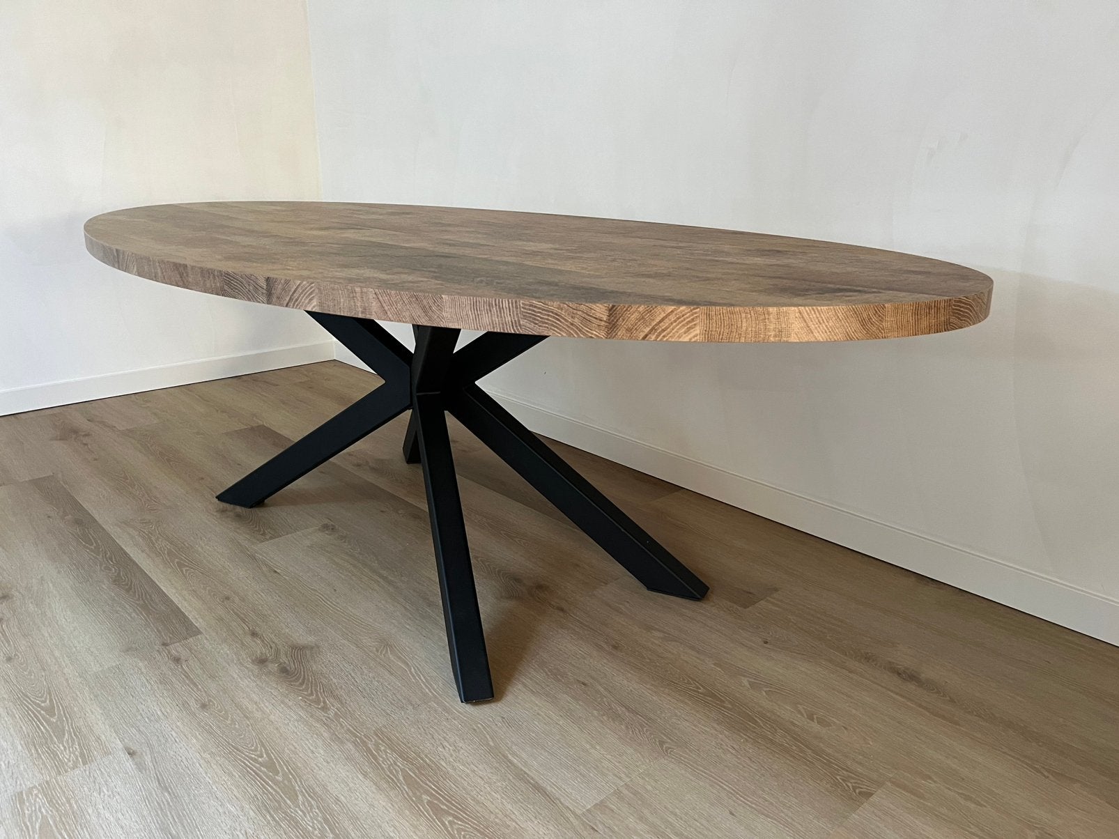 Eettafel Lamulux ovaal 250x128x78cm zwarte spinpoten, Ophalen, Kunststof, 100 tot 150 cm, 200 cm of meer
