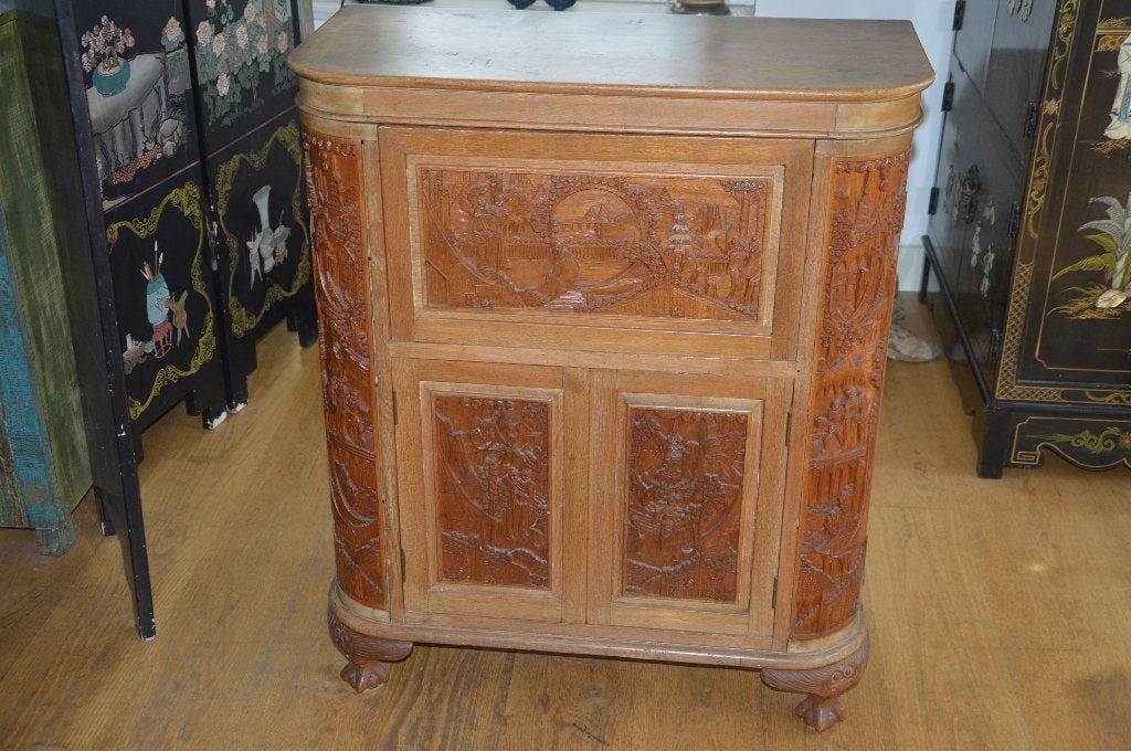 Oude Chinese barkast / drankenkast/ houtsnijwerk barmeubel, Ophalen