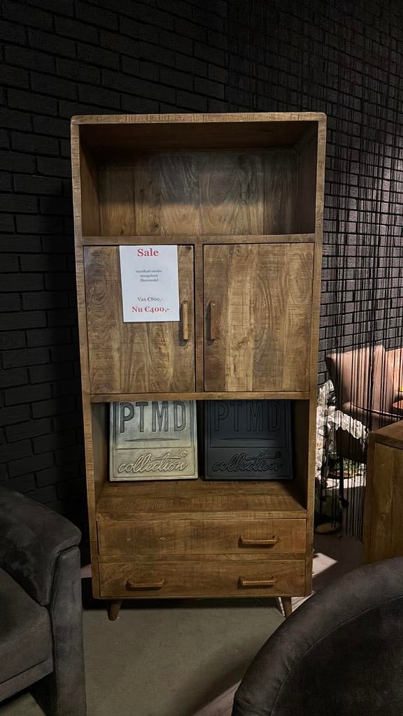 Wandkast mamgohout 90 cm breed SHOWROOM OPRUIMING, Huis en Inrichting, Kasten | Wandmeubels, Ophalen, Zo goed als nieuw, Minder dan 150 cm