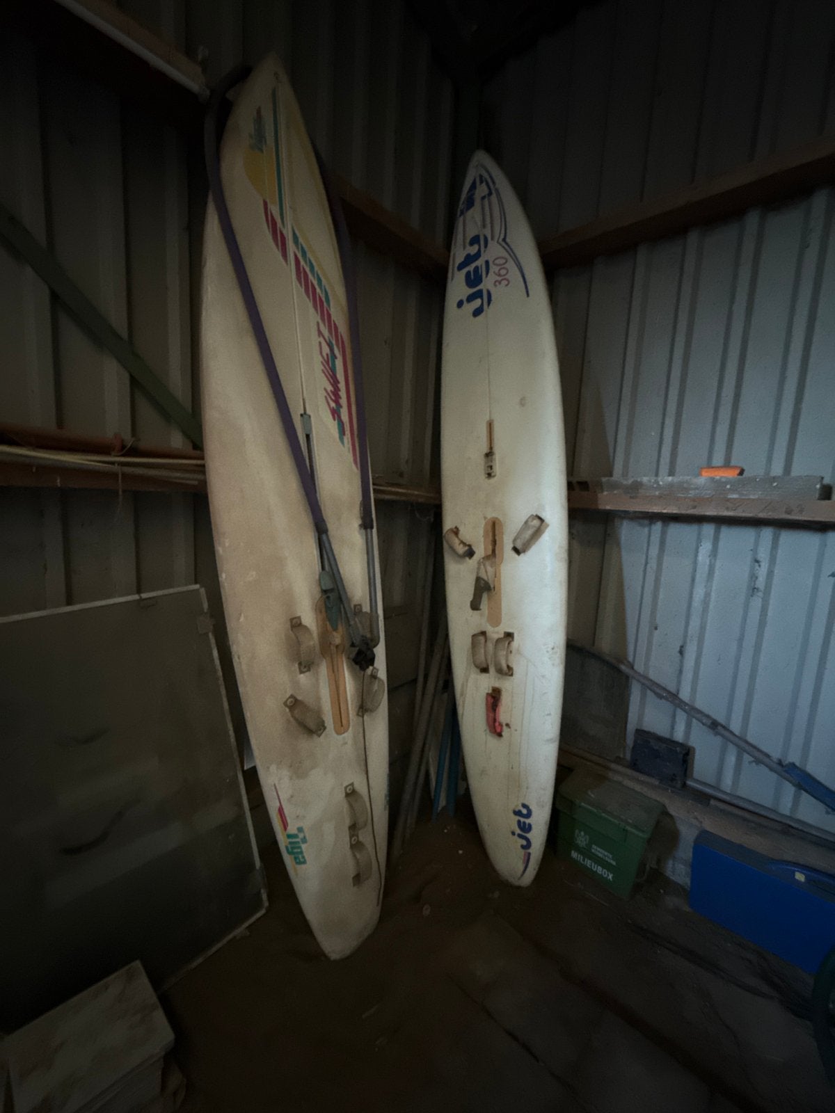 Twee Windsurfplanken: Tiga Swift & Jet 360, Overige merken, Met voetbanden, Gebruikt, Minder dan 250 cm