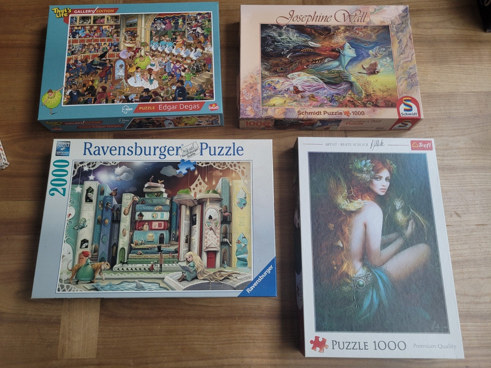 4 puzzels: Ravensburger, Schmidt, That's Life, Ophalen of Verzenden, Meer dan 1500 stukjes, Zo goed als nieuw, Legpuzzel