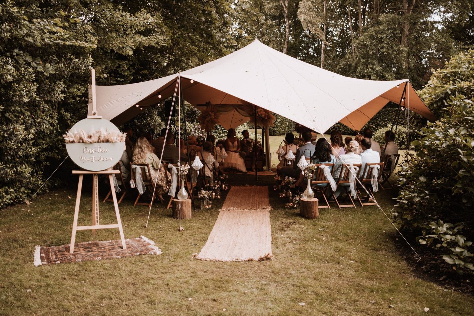 Partytent, tuinfeest, stretchtent te huur lang weekend, Ophalen, Zo goed als nieuw, Geboorte of Huwelijk