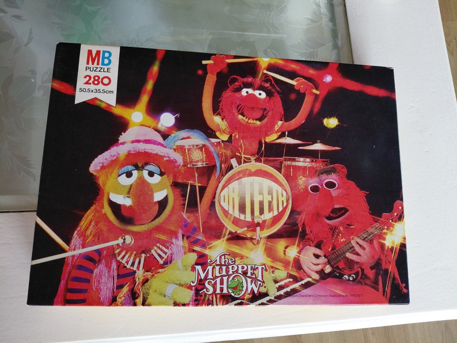 Vintage Muppet Show Puzzel 1977 | Electric Mayhem (MB), Ophalen of Verzenden, Minder dan 500 stukjes, Gebruikt, Legpuzzel