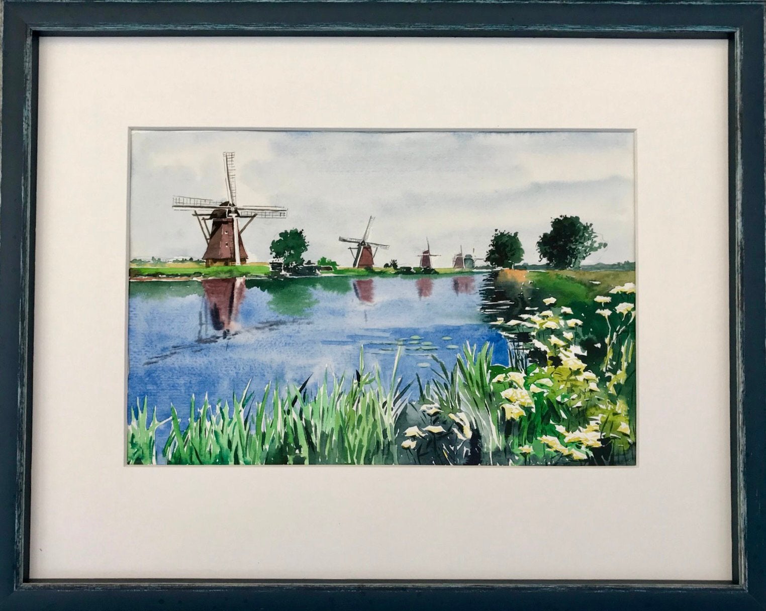 Molens, Antiek en Kunst, Kunst | Schilderijen | Modern, Landschap, Aquarel, Papier/karton, Ophalen of Verzenden