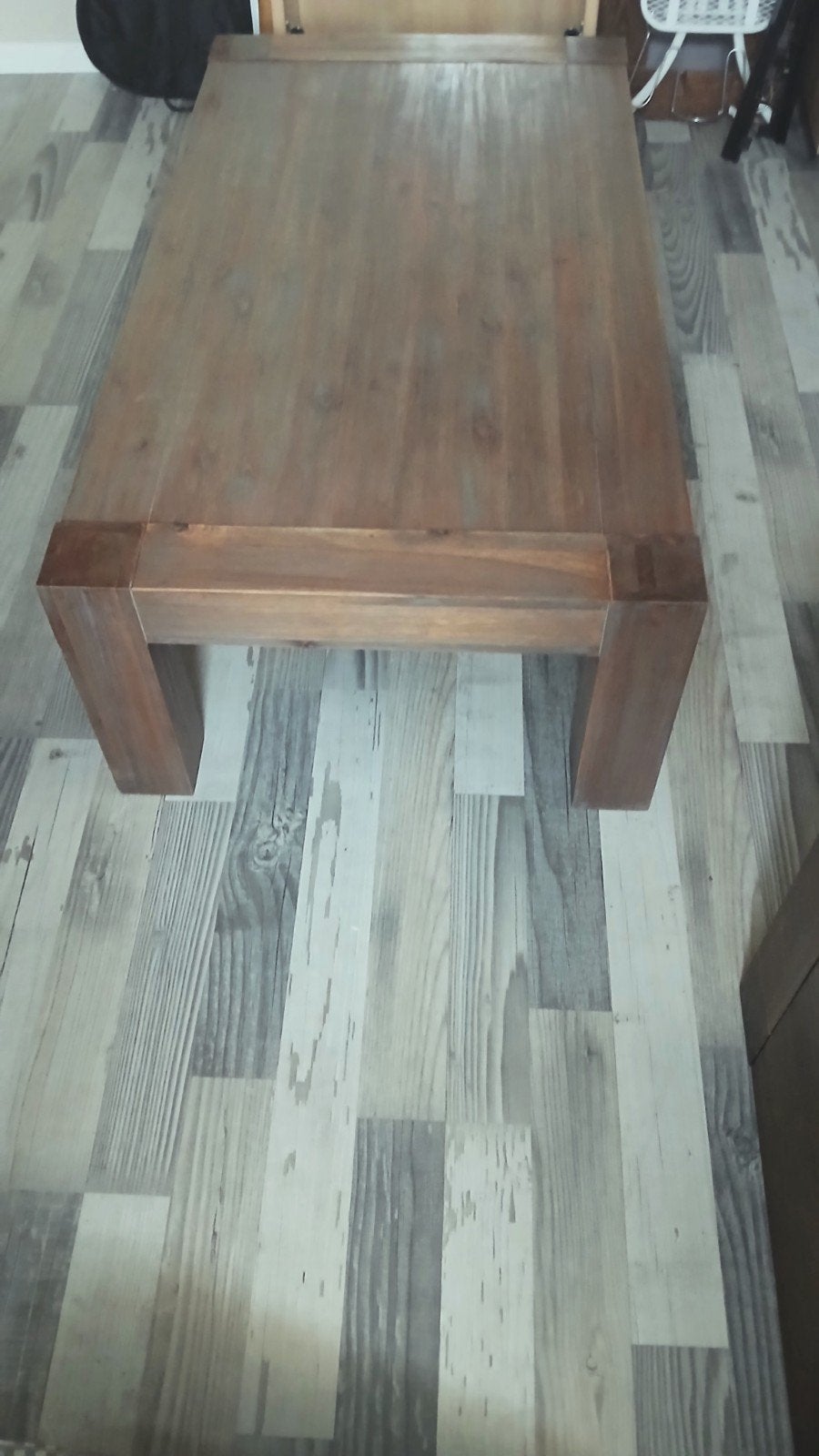 Robuuste acacia houten salontafel - Gebruikt, Ophalen, Gebruikt, 100 tot 150 cm, 50 tot 100 cm