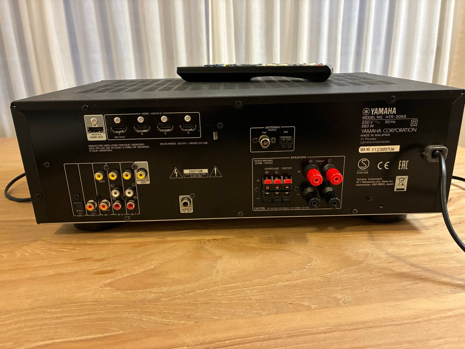 Yamaha RX-V385 AV Receiver -met afstandsbediening, Ophalen, Yamaha, Zo goed als nieuw, 60 tot 120 watt