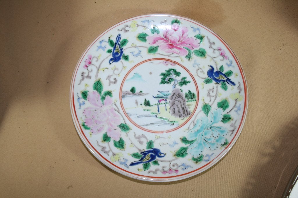 Antiek Japans hand geschilderd porseleinen bord, Ophalen of Verzenden