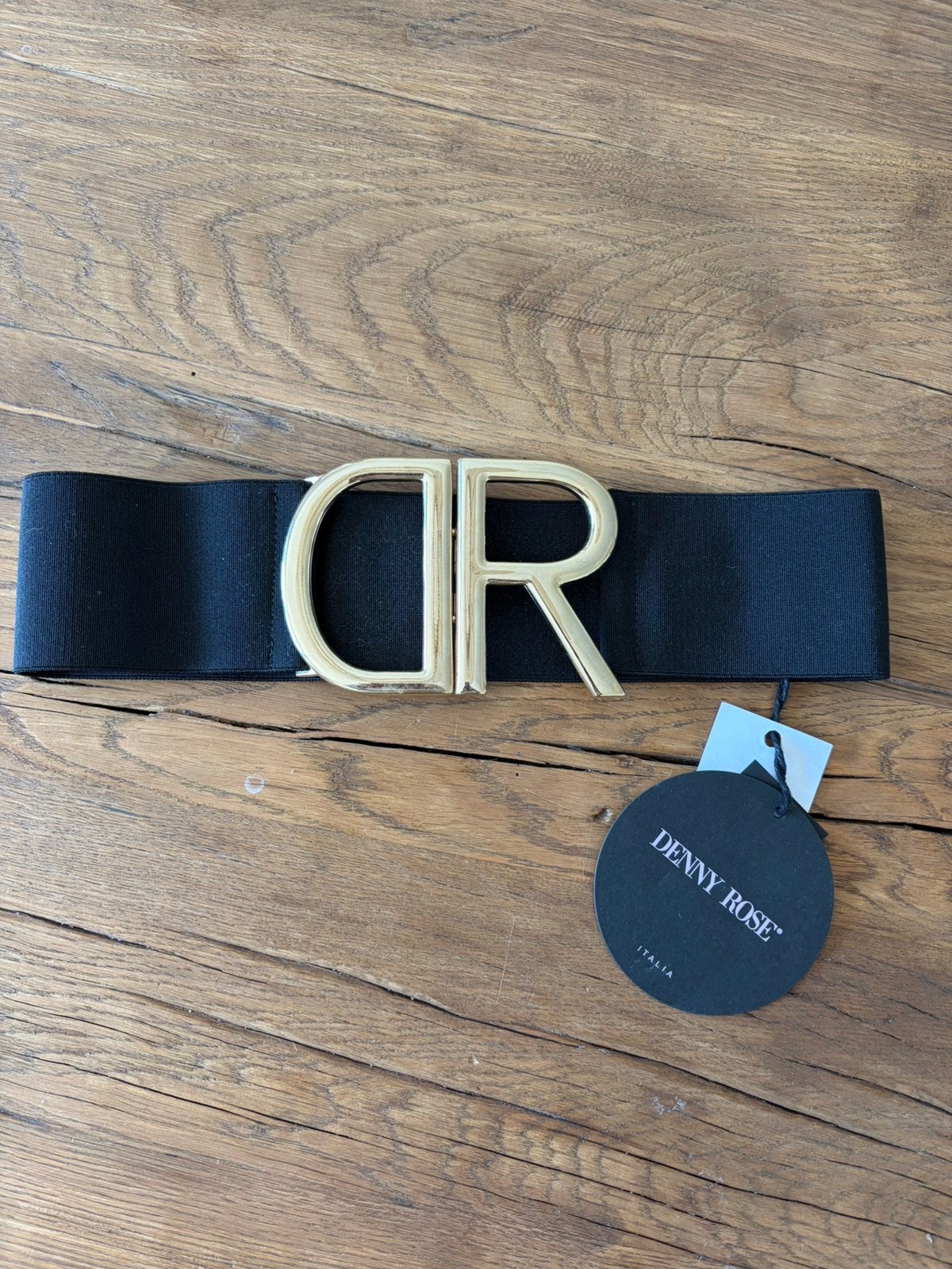 DENNY ROSE elastisch ceintuur met goudkleurige gesp S/M, Kleding | Dames, Italie, Verzenden, Zwart, Nieuw